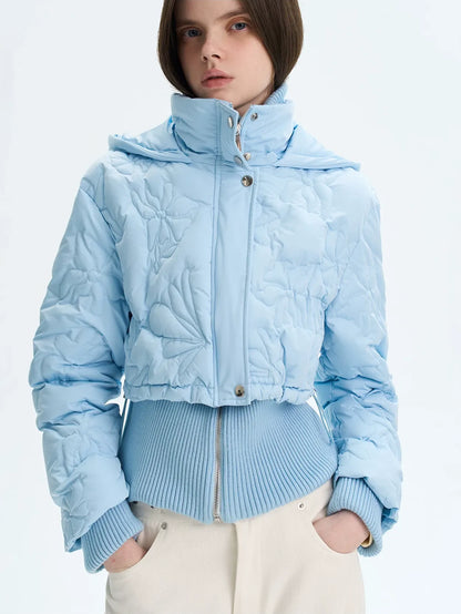 Quilted Cropped Hooded Down Jacket