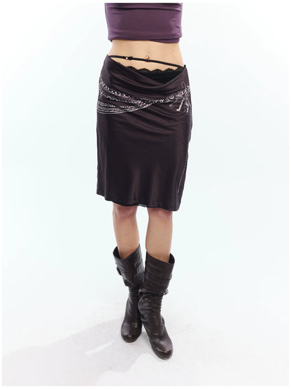 Punk Printed Reversible Satin Midi Skirt