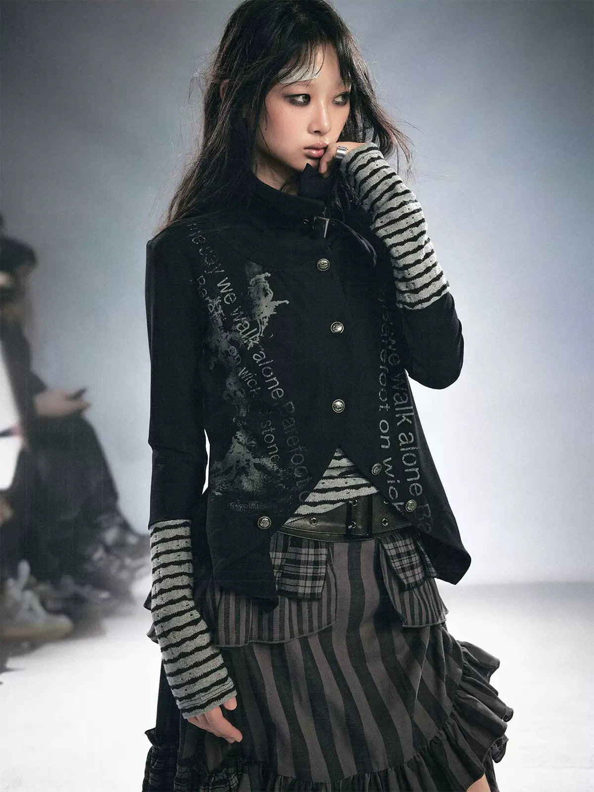 Striped Faux Layer Cardigan