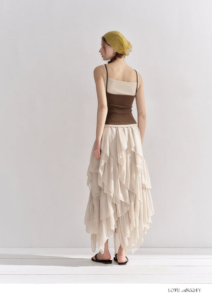 Irregular Ruffle Edge Chiffon Skirt