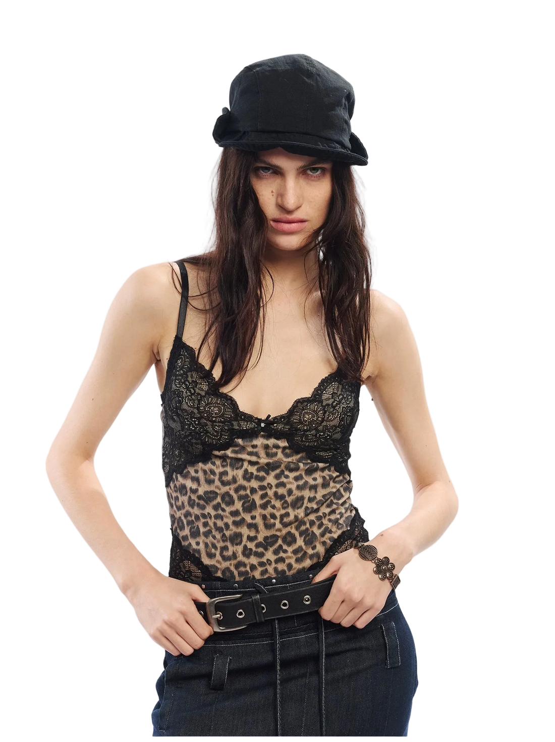 Vintage Rose Leopard Print Lace Camisole