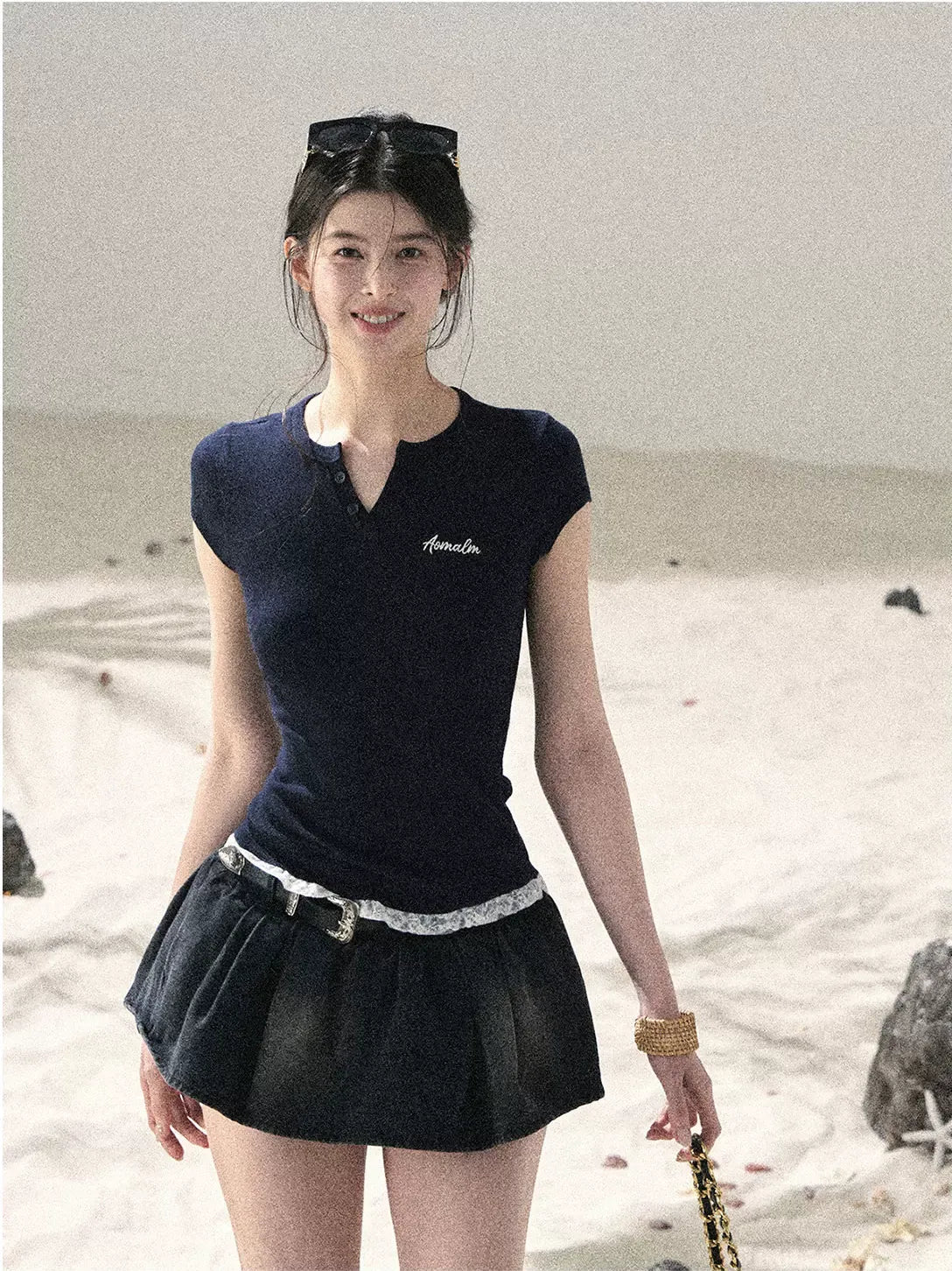 Washed Denim A-Line Skirt