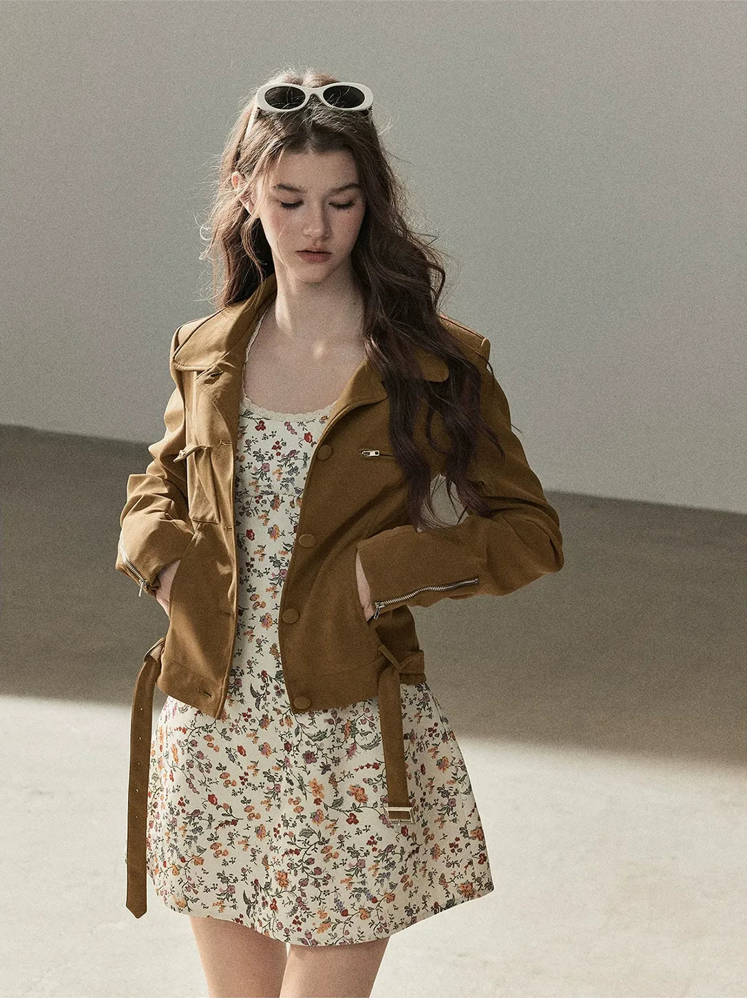 Soft Suede Cropped Utility Jacket
