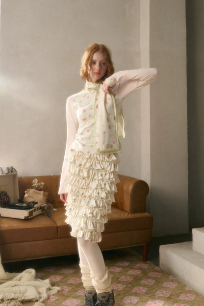 Printed Layered Cake Skirt
