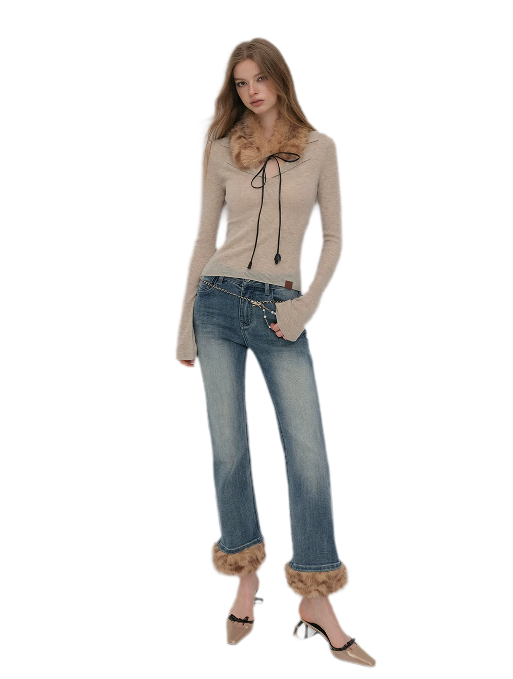 Vintage Washed Cropped Flare Jeans