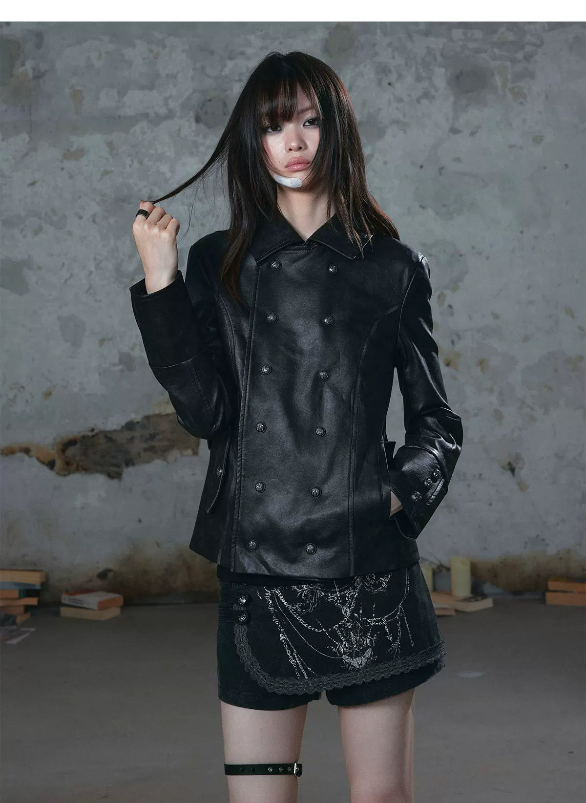 Distressed Asymmetrical Wrap Skort