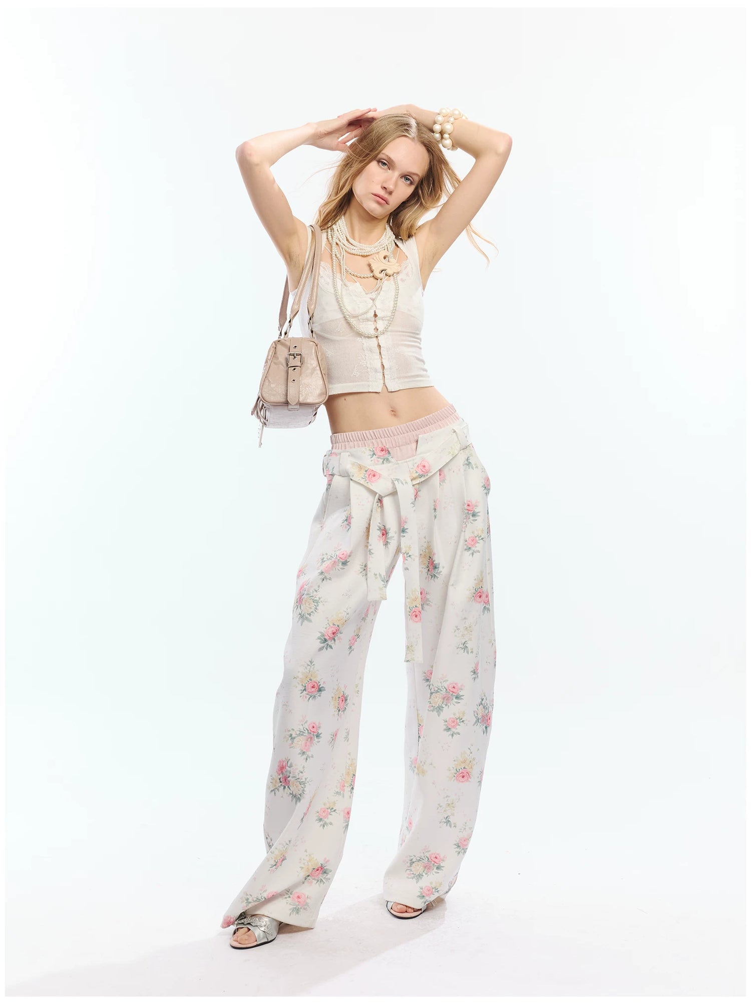 Floral Print Loose Wide Leg Pants