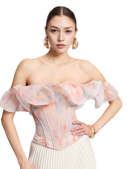 Rainbow Ruffle Corset Bustier