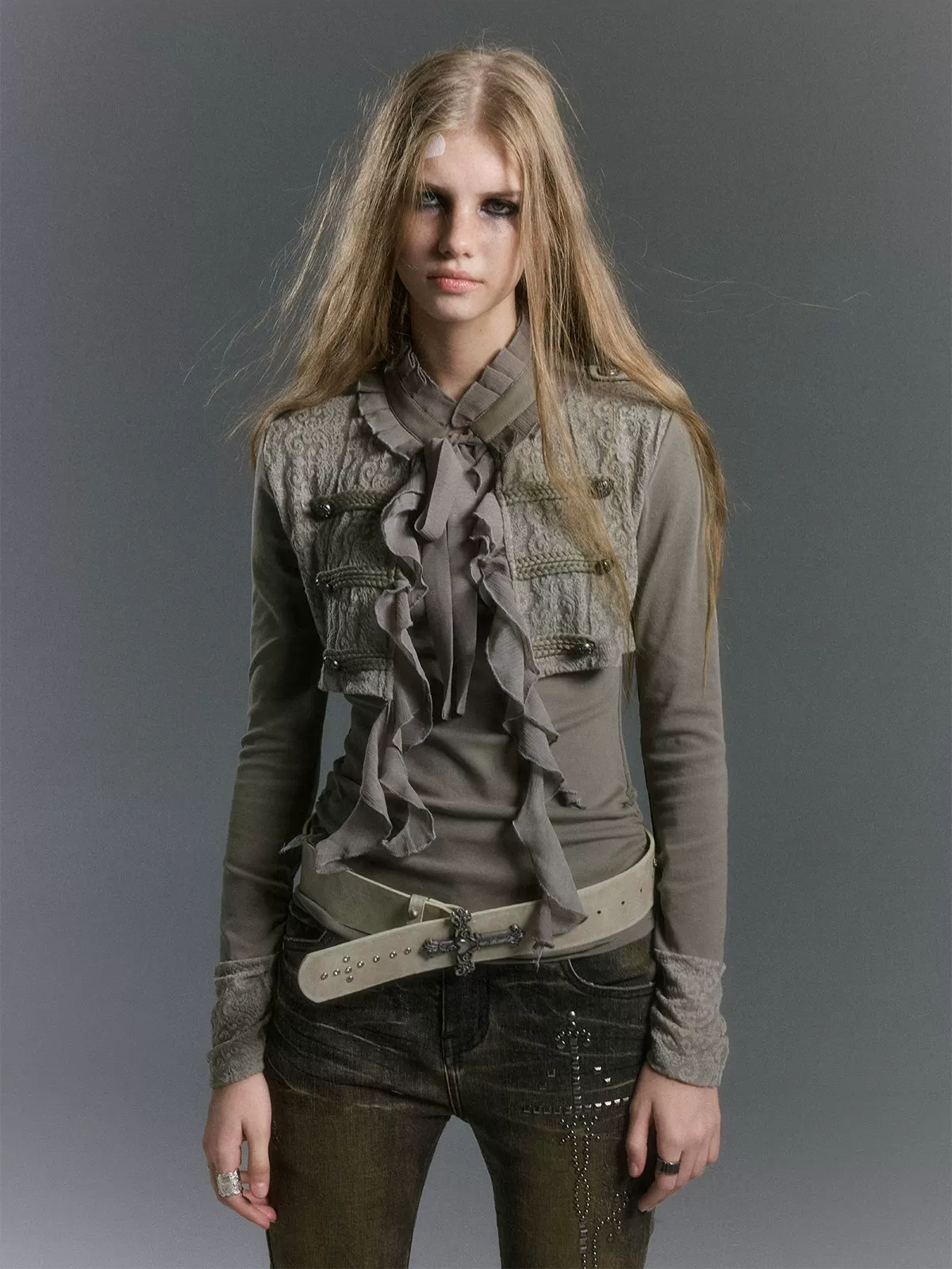 Blouse met getextureerd ruchespaneel