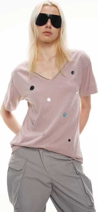 Relaxed Stylish V-Neck Short Sleeve T-Shirt
