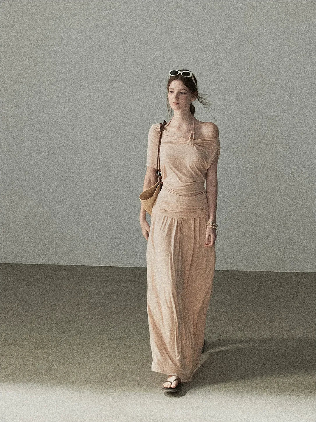 Knot Drape Midi Skirt Set
