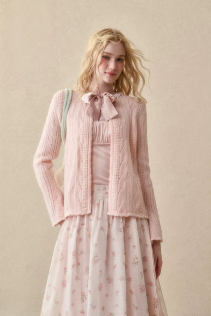 Soft Wool Ribbon Cardigan