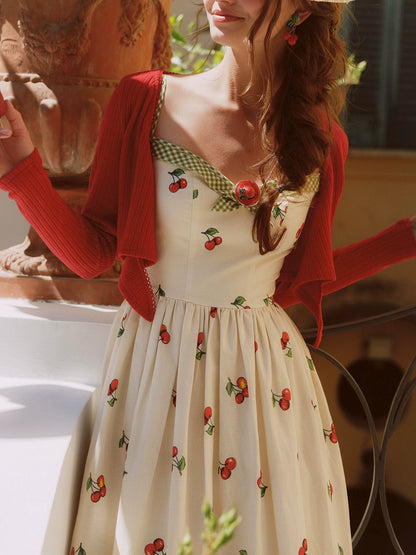 Cherry Print Fitted Dress