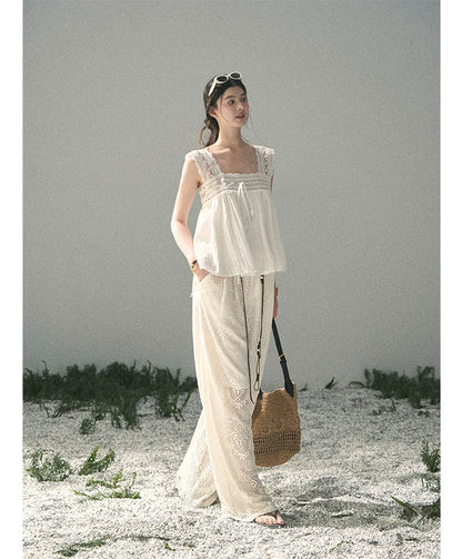 Hollow Wide-Leg Pants