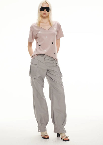 Relaxed Stylish V-Neck Short Sleeve T-Shirt