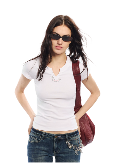 Summer V-neck Slim Fit T-shirt