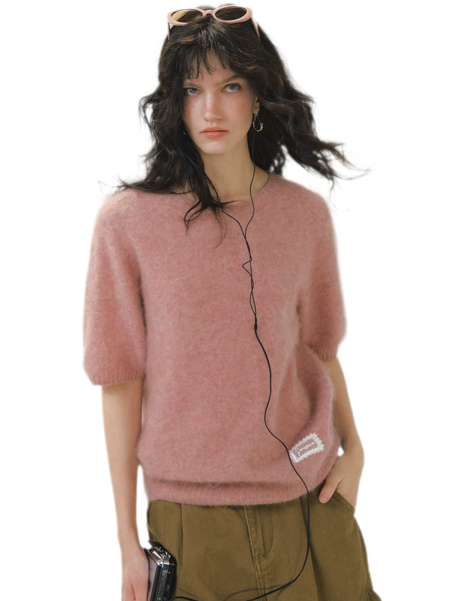 Fuzzy Knit Short Sleeve Sweater