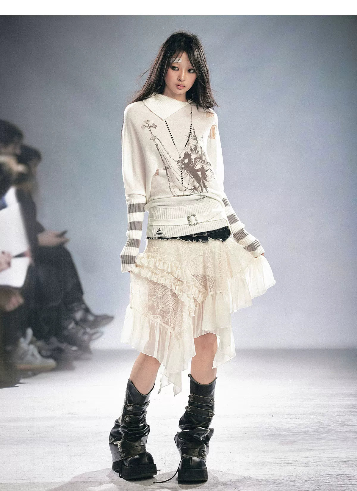 Lace Patchwork Tulle Skirt
