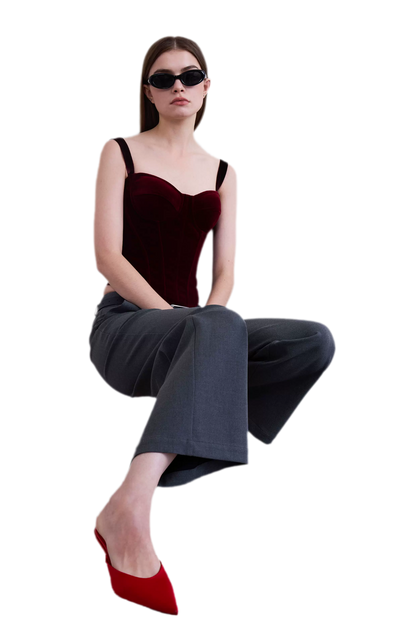 Velvet Boned Corset Top
