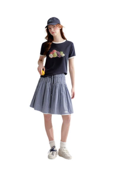Rhinestone Fruit Print Tee