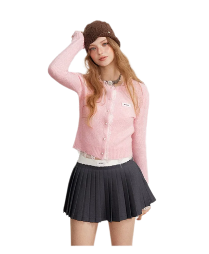 Lace Distressed Cropped Knit Sweater