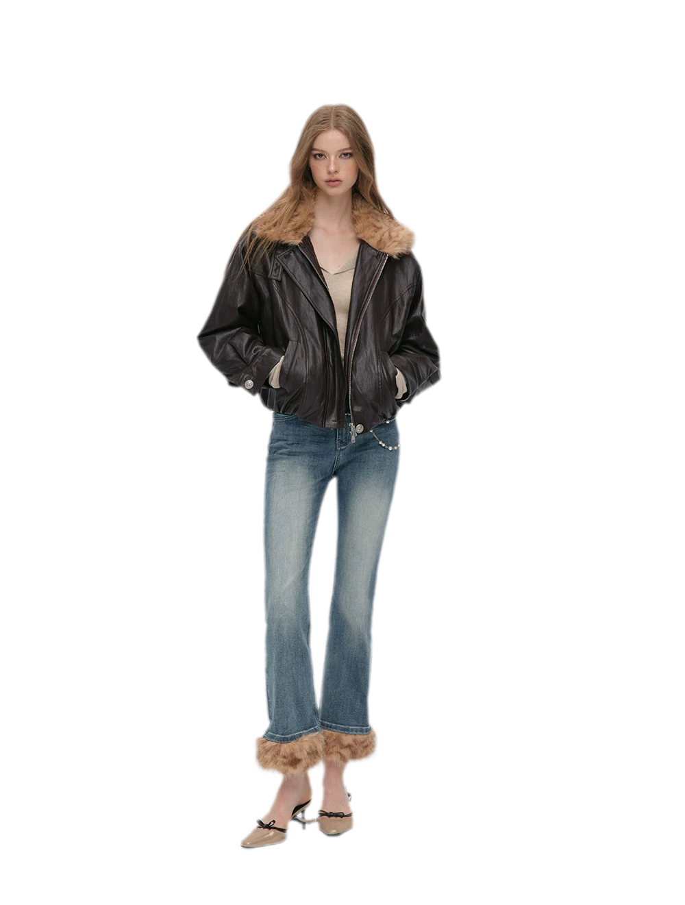 Vintage Washed Cropped Flare Jeans