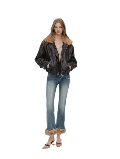 Vintage Washed Cropped Flare Jeans