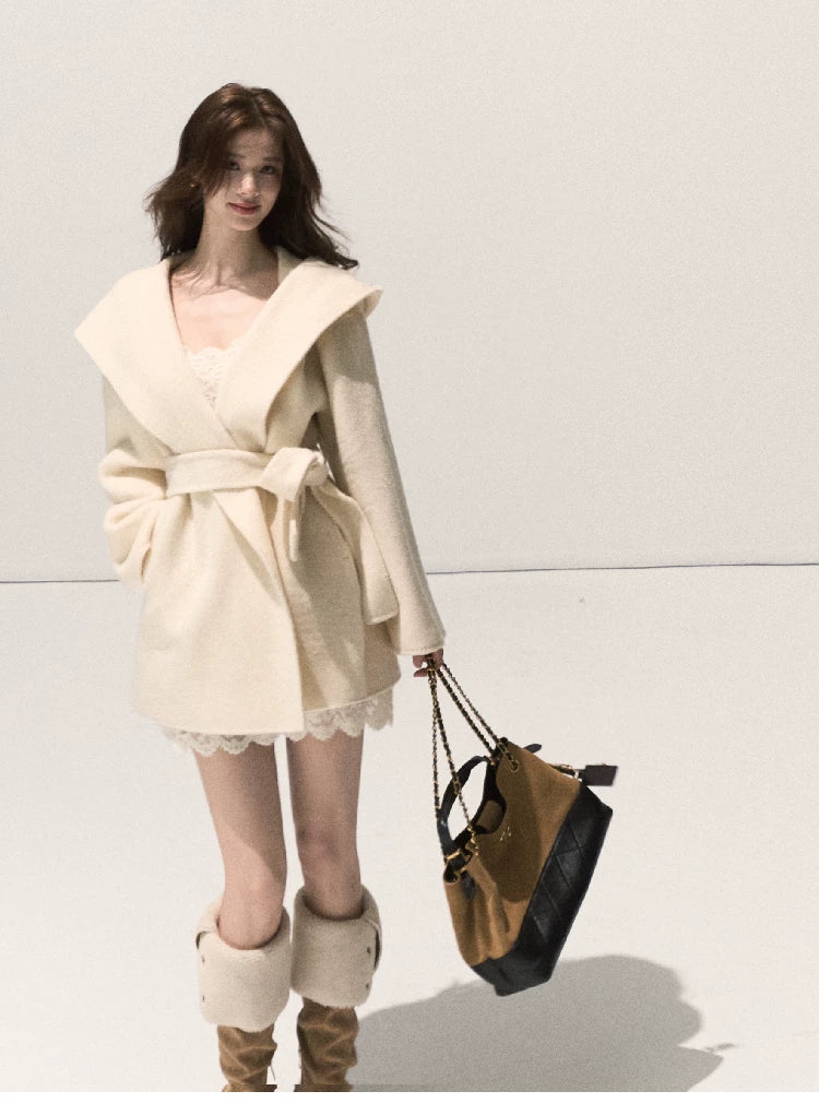 Double-Faced Wool Belted Coat