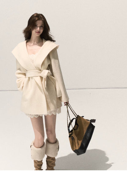 Double-Faced Wool Belted Coat