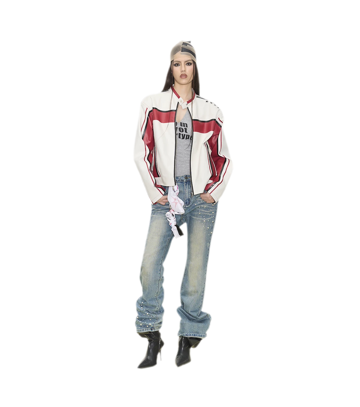Pearl Embellished Straight Jeans