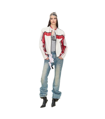 Pearl Embellished Straight Jeans