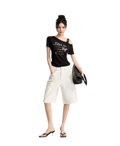 Wide-Leg Cargo Shorts