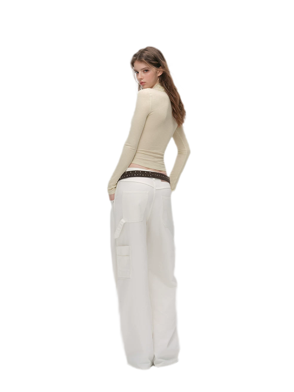 Enzyme-Washed Wide-Leg Utility Jeans