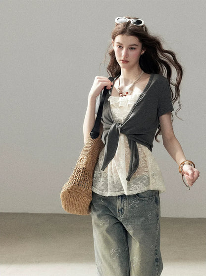 Rhinestone Wide-Leg Jeans