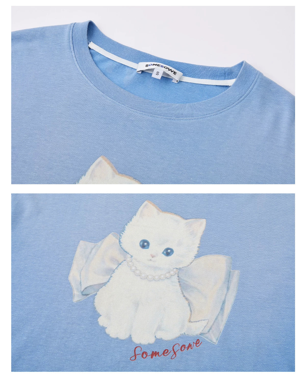 Bow Knot Kitten Short Sleeve T-shirt