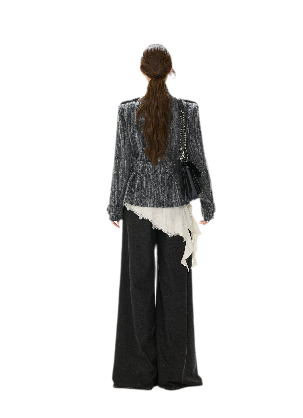 Cappotto in tweed testurizzato con cintura