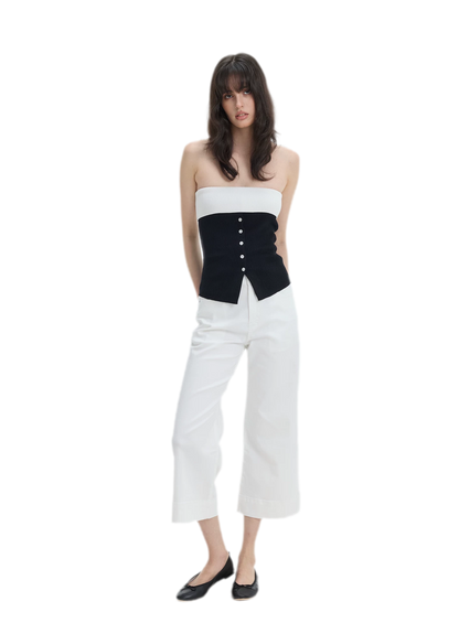 French Colorblock Bandeau Top