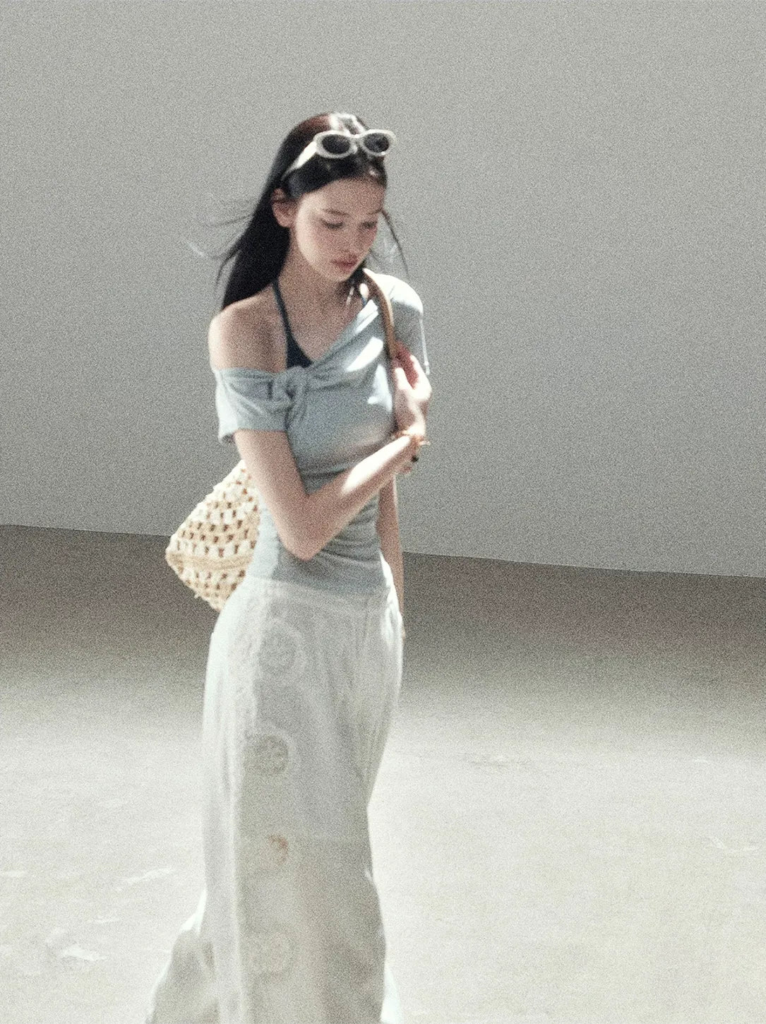 Asymmetric Twist Off-Shoulder Tee