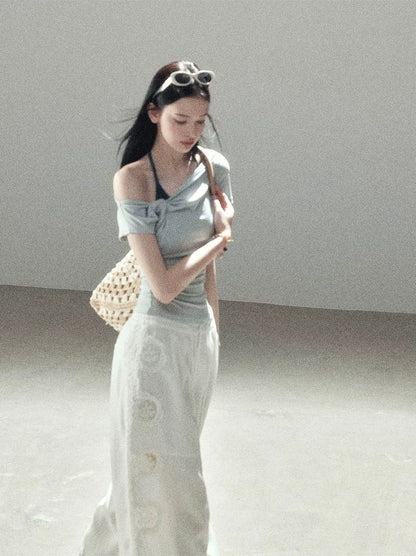 Asymmetric Twist Off-Shoulder Tee