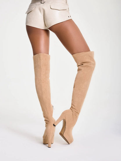 Suede Slouchy Over-Knee Boots