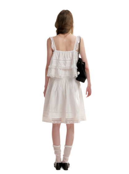 Lace Edge Camisole and Skirt Set