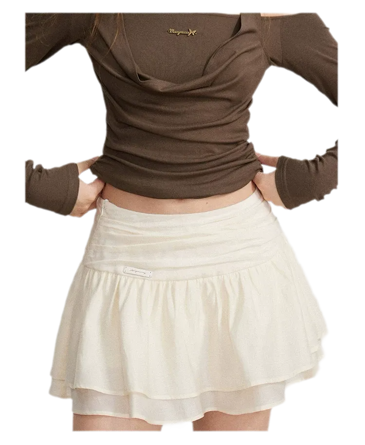 Pleated Ruffle A-Line Skirt