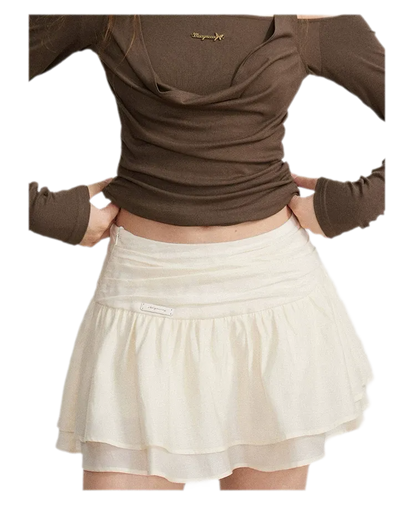Pleated Ruffle A-Line Skirt