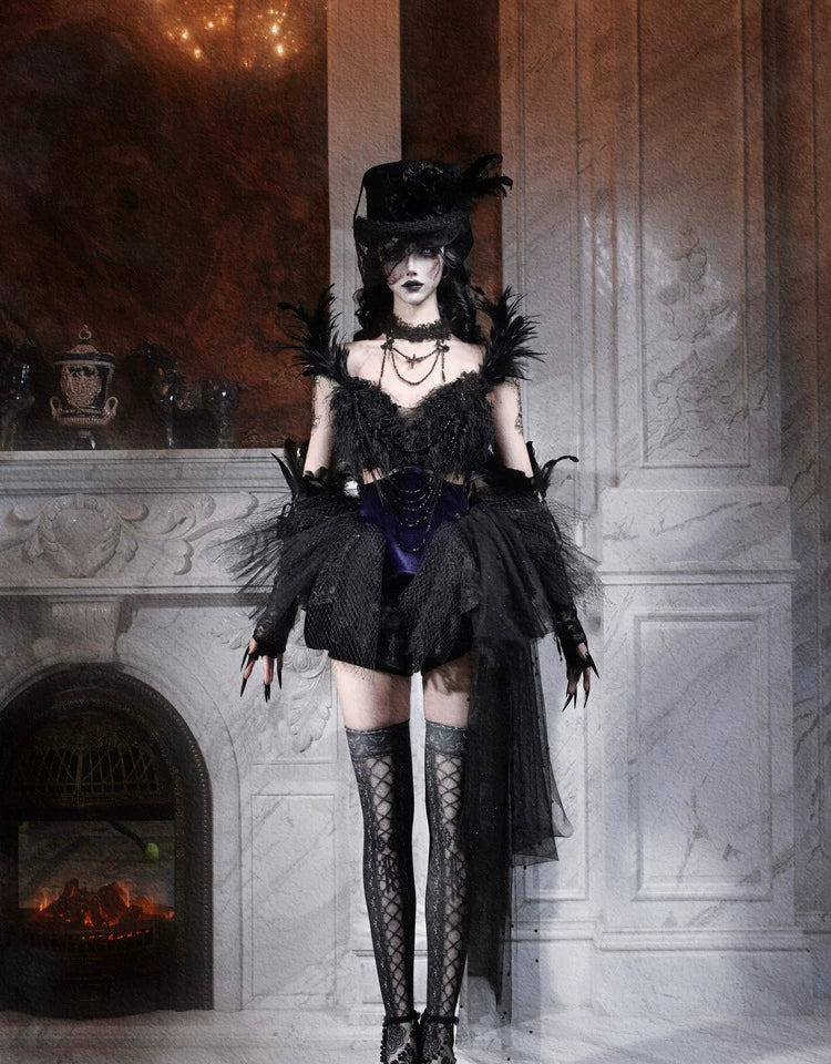 Feather Gothic Train Dress