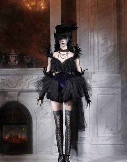 Feather Gothic Train Dress
