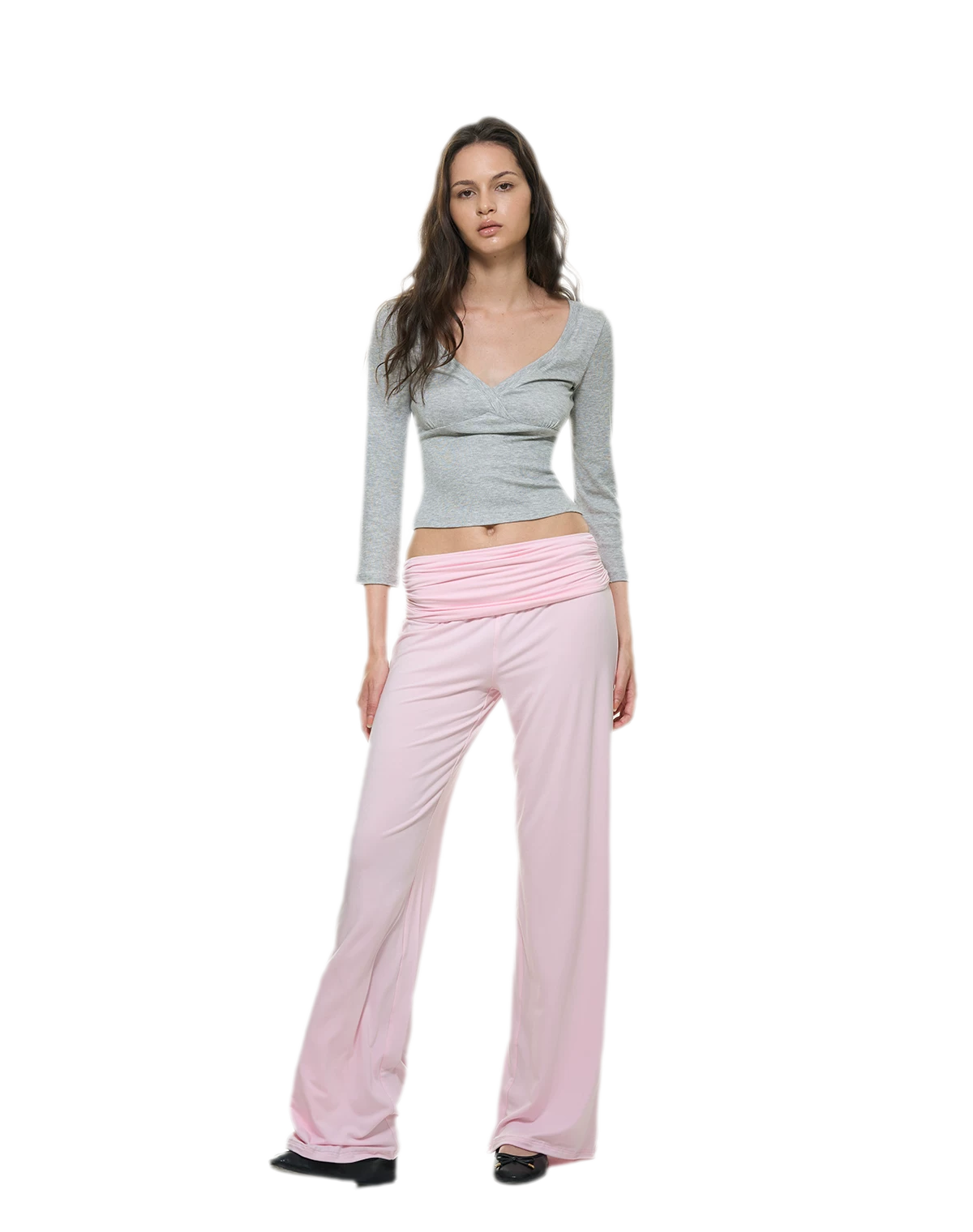 Crossfront Ribbed V-Neck Top