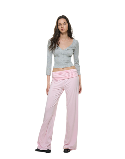 Crossfront Ribbed V-Neck Top