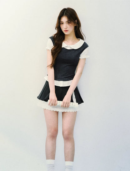 High-Intellect Tencel Wool Faux Two-Piece T-Shirt