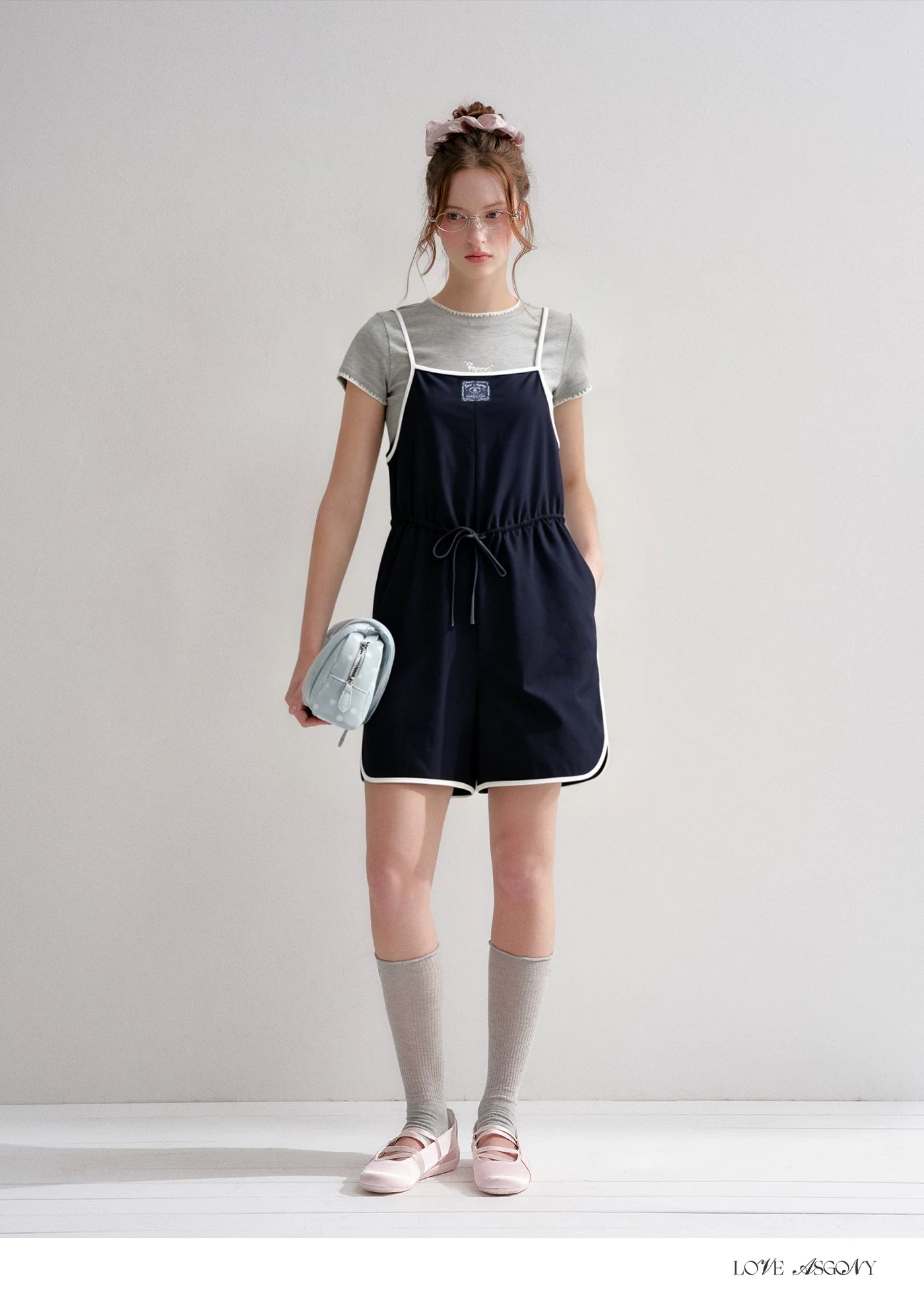 Contrast Piping Drawstring Waist Jumpsuit