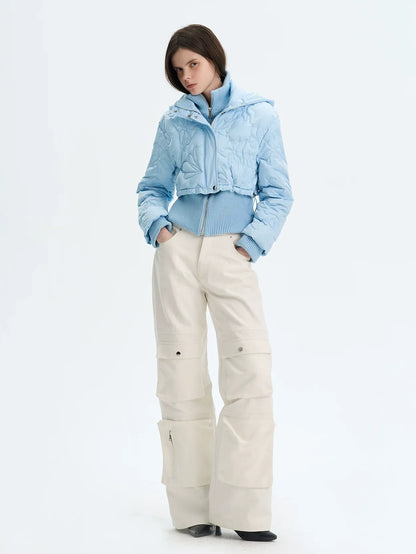 Quilted Cropped Hooded Down Jacket